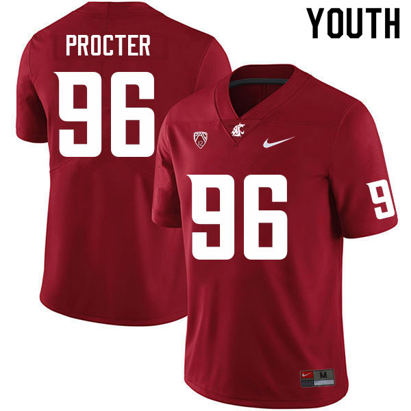 Youth #96 Jack Procter Washington State Cougars College Football Jerseys Sale-Crimson